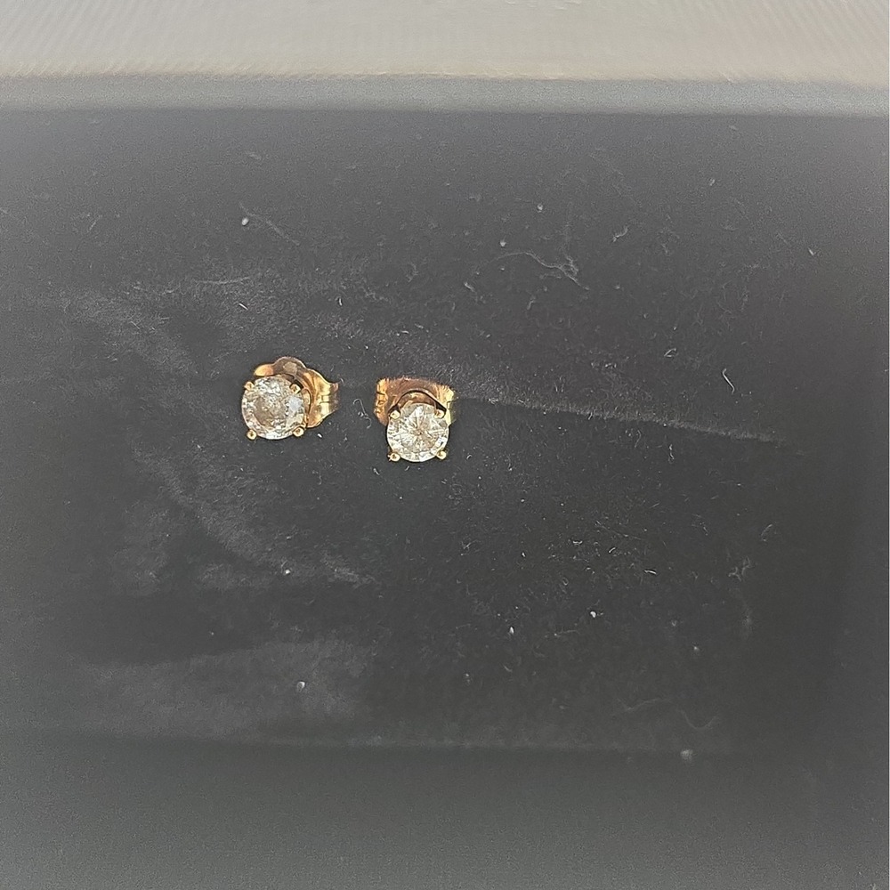 14kt Yellow Gold Natural Round Diamond Stud Earrings 1/2 carat total